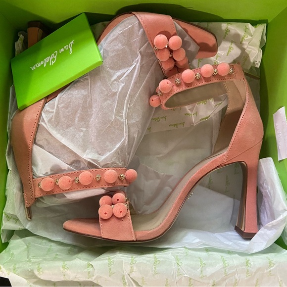 Sam Edelman Luella Peach Suede Beaded Ankle Strap Sandals - Picture 4 of 5